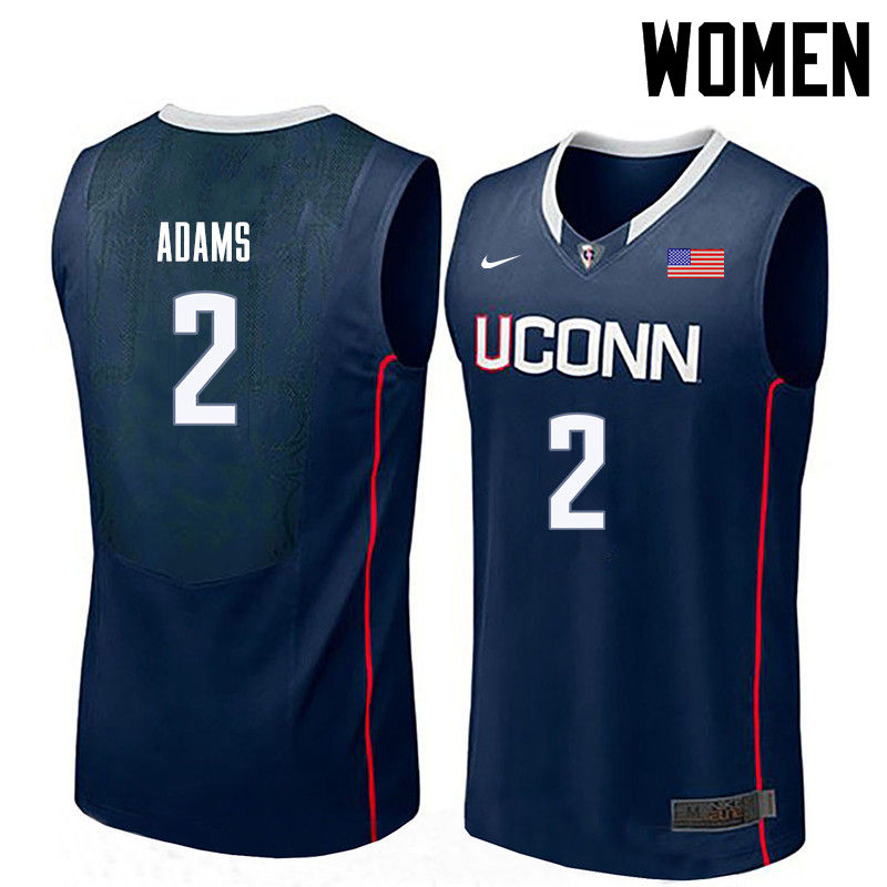 Women Uconn Huskies #2 Jalen Adams College Basketball Jerseys-Navy - Click Image to Close